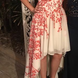 Nicole Miller hi lo Mesh White/Red Dress